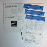 Mercedes-Benz technical data sheets on a white background